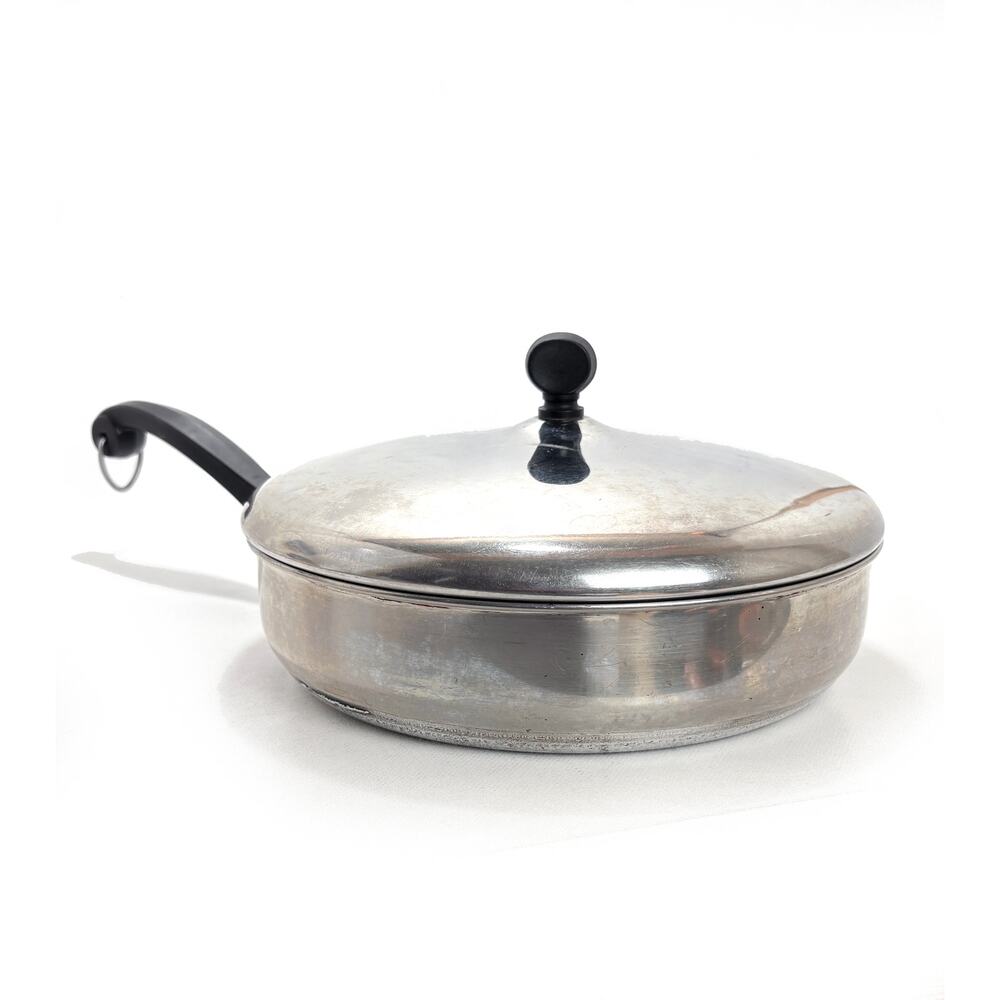 Farberware Stainless Steel Aluminum Clad Frying Pan Skillet 10 Inch With Lid VTG